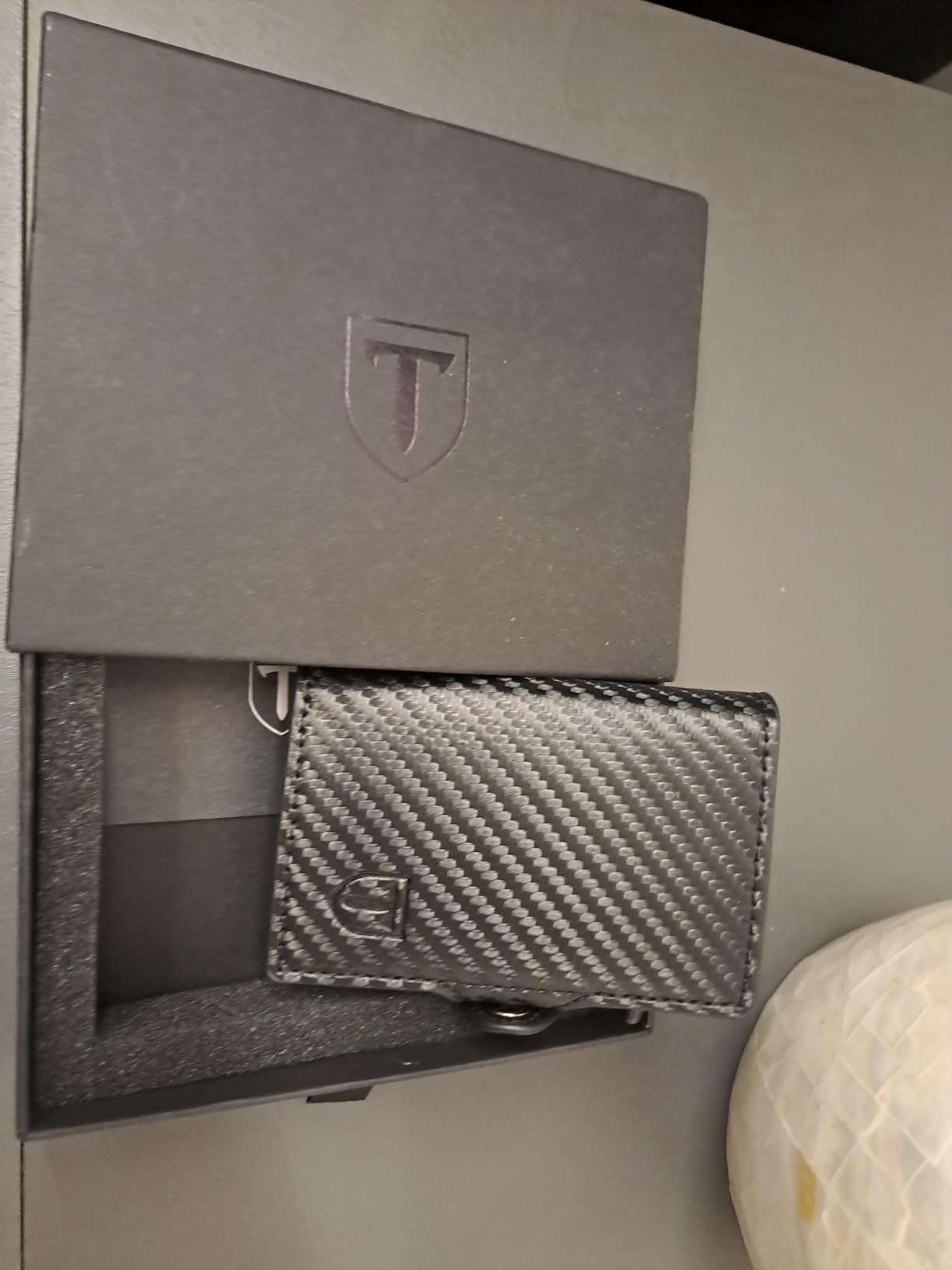 TENBST Card Holder portacarte uomo slim nero RFID con zip