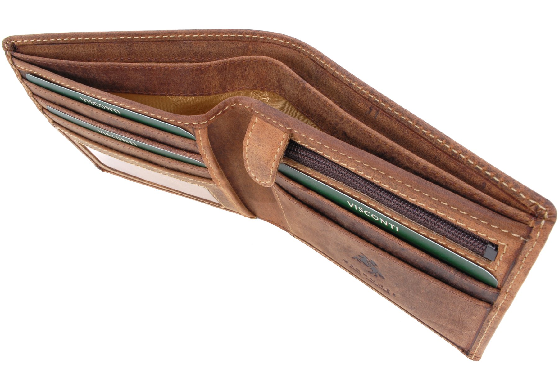 Visconti Slim 707 Shield portafoglio uomo marrone chiaro RFID in pelle