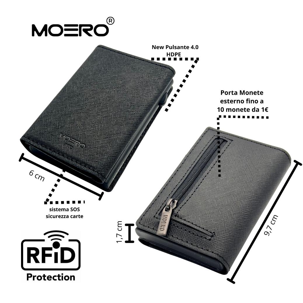 Moero Linea PRO PRO Zip Saffiano portafoglio nero RFID
