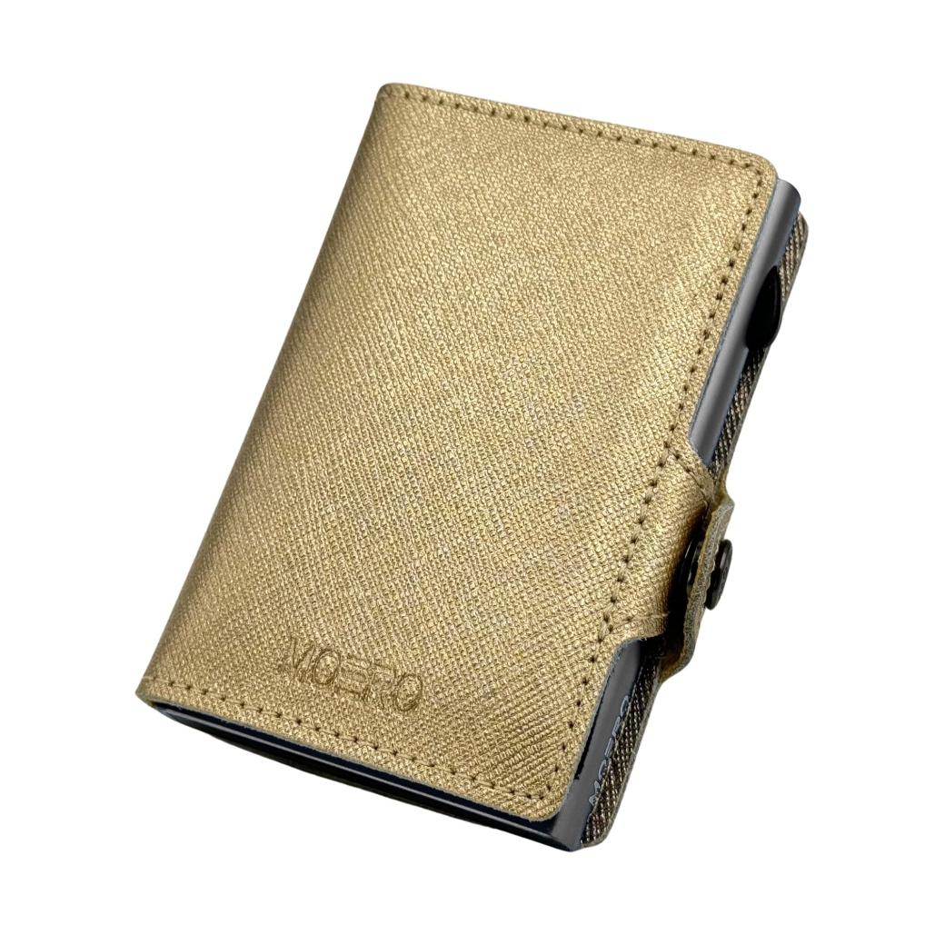 Moero Linea Classic Classic Zip Saffiano portafoglio oro RFID