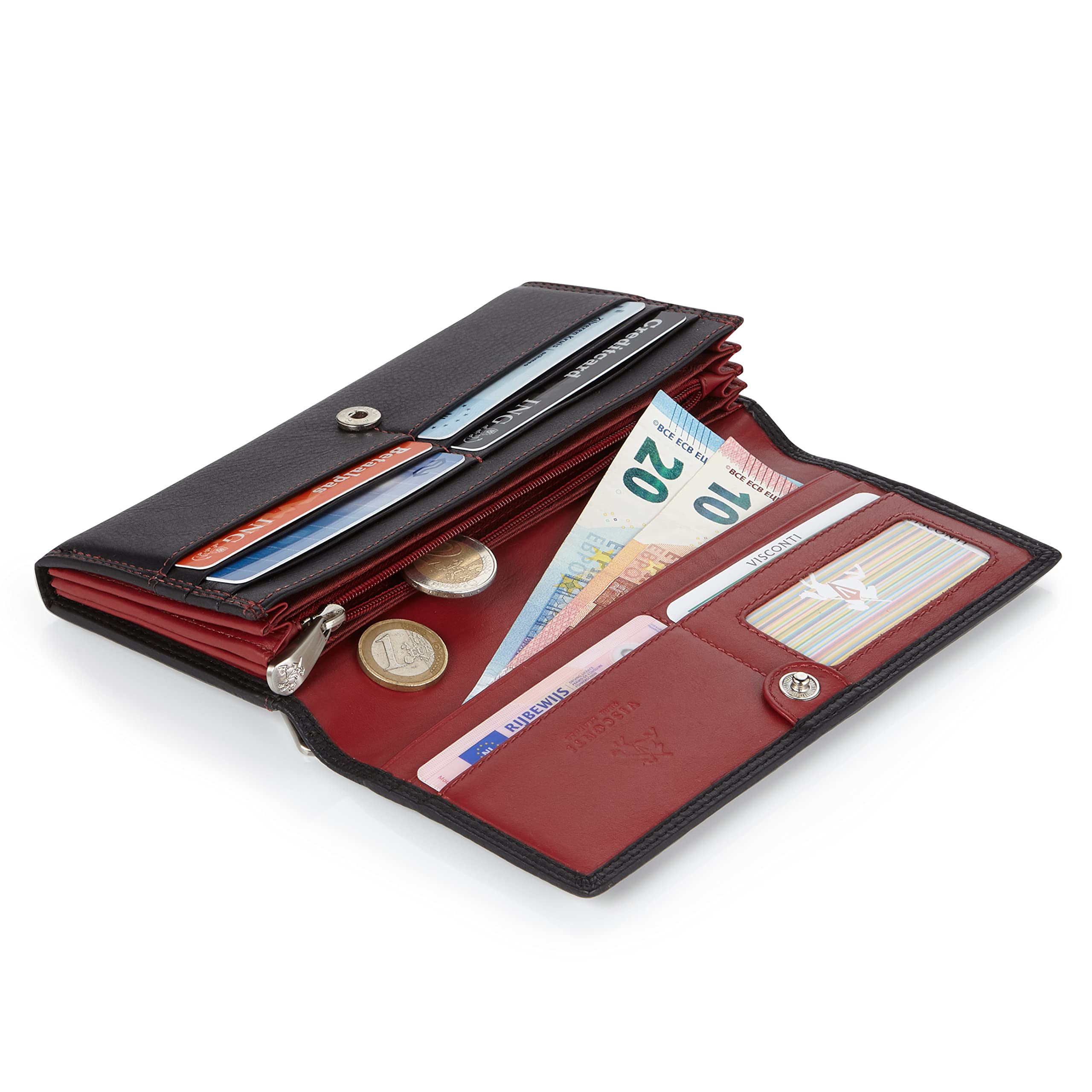 Visconti Colorado CD-21 portafoglio donna Nero Rosso RFID