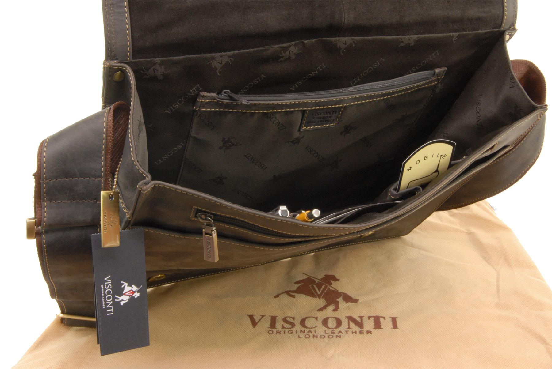 Visconti Hunters Bags 16054 Harvard borsa messenger marrone olio in pelle per PC 16 pollici