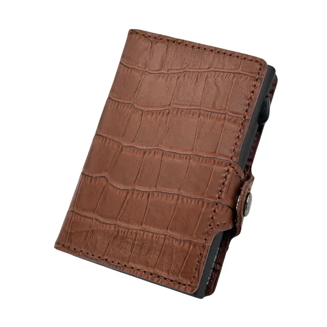 Moero Linea Classic Croco portafoglio marrone RFID