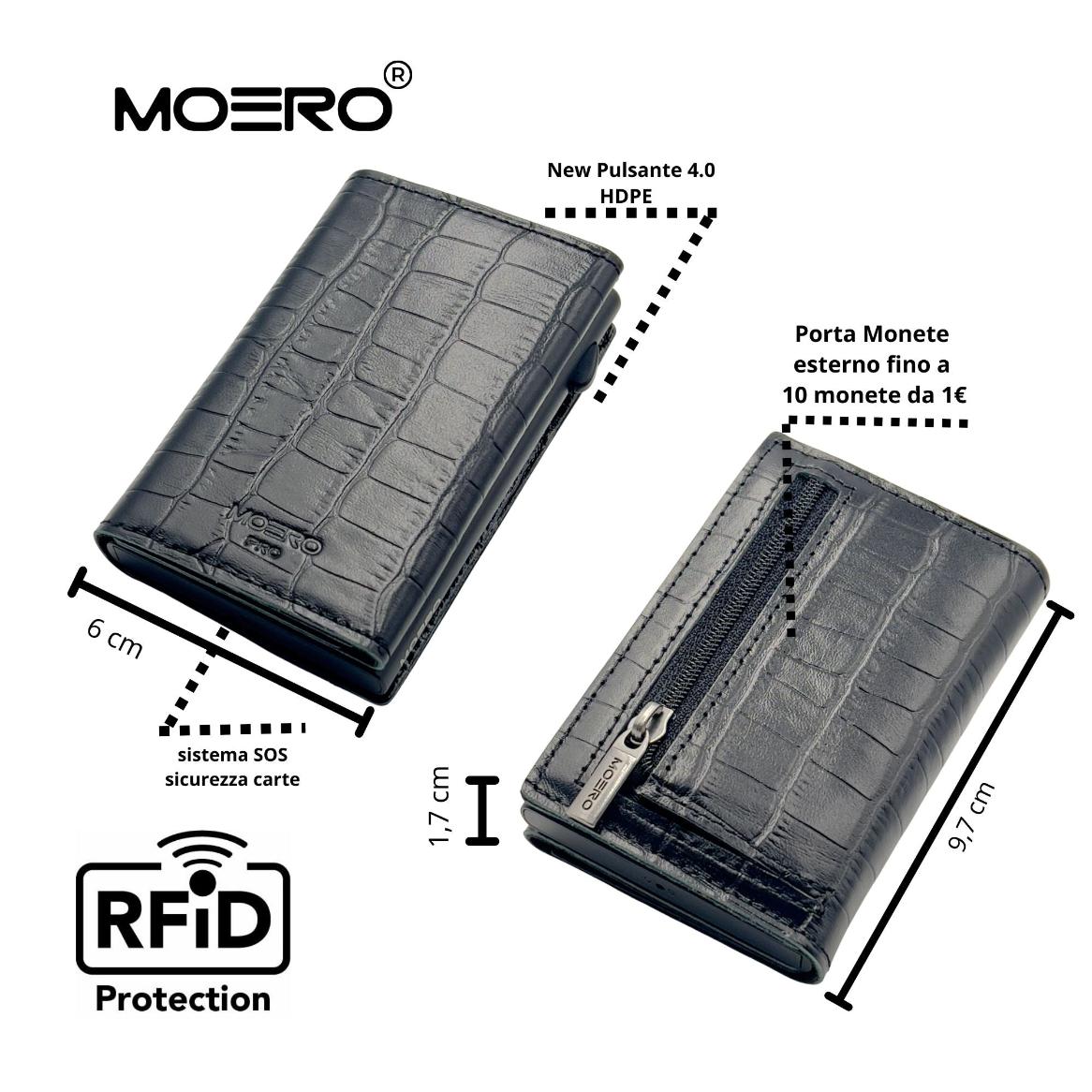 Moero Linea PRO PRO Zip Croco portafoglio nero RFID