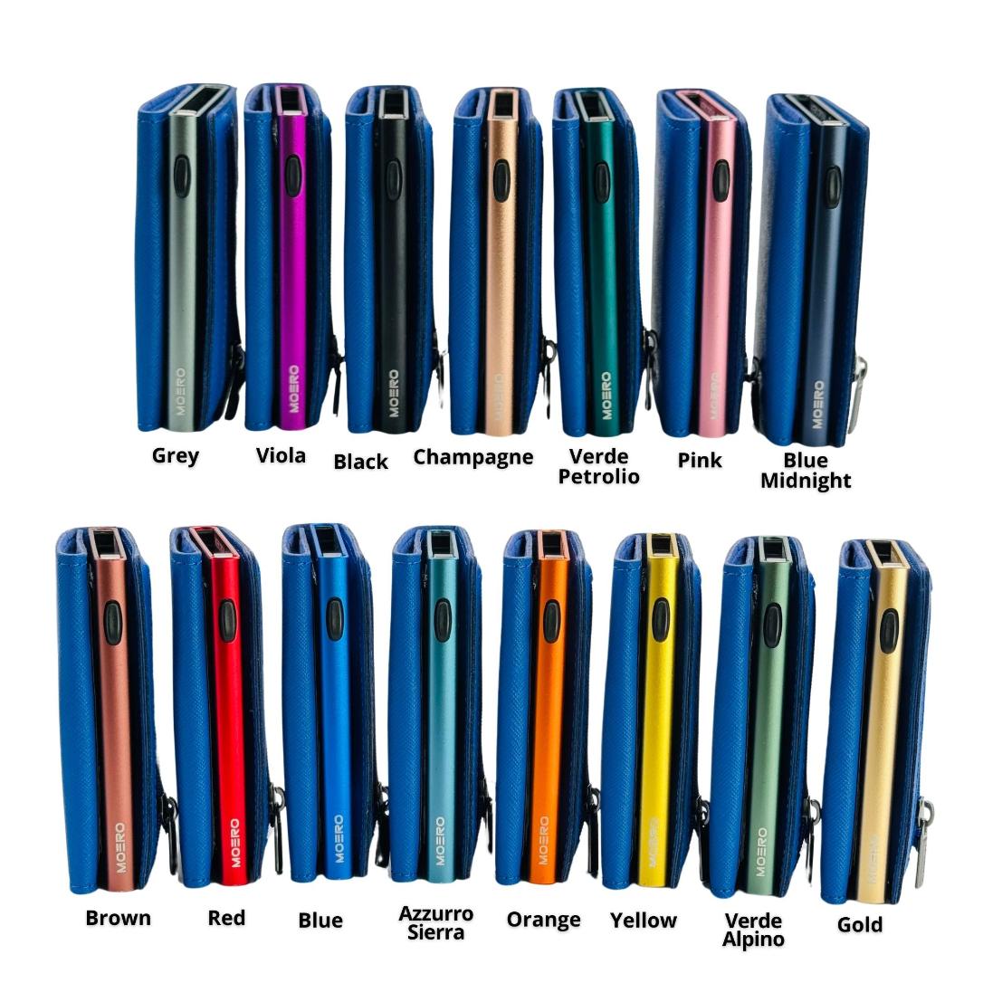 Moero Linea PRO PRO Saffiano portafoglio Blu Shock RFID antigraffio