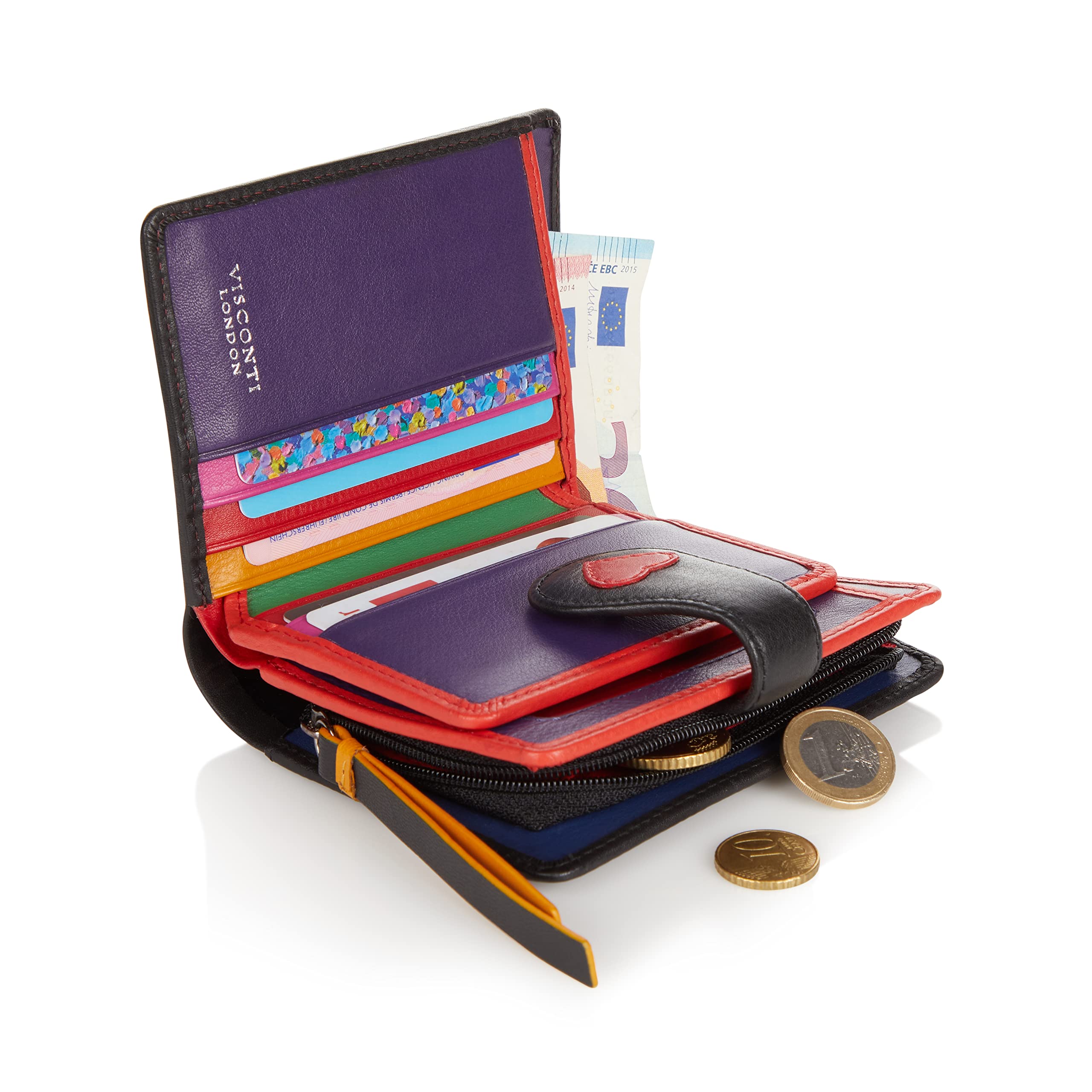 Visconti Polka portafoglio donna LV S 11,5x9 cm Cuori RFID