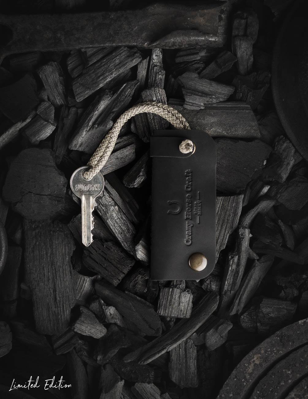 Crazy Horse Craft Key Holders portachiavi Carbon Black in pelle e feltro