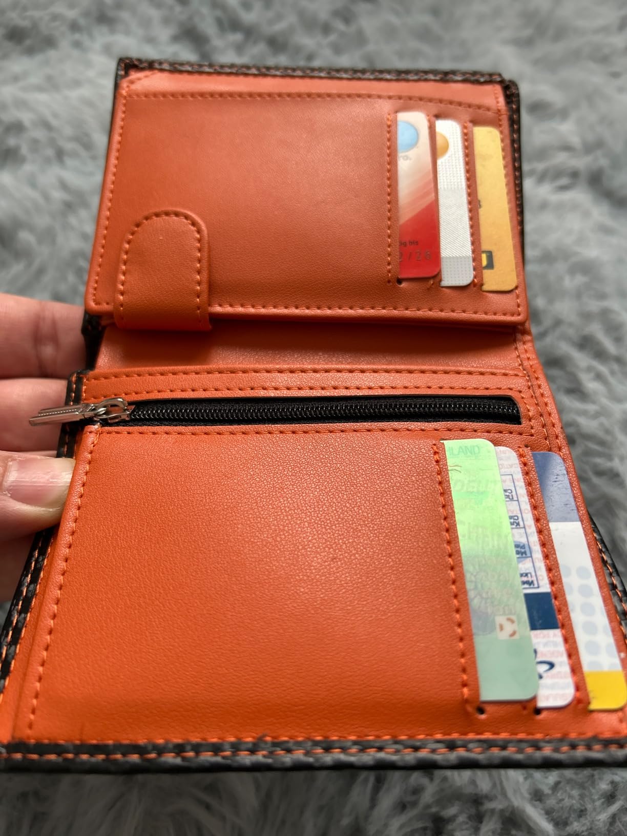 TENBST Classic Wallet portafoglio uomo nero arancione 1 pezzo RFID