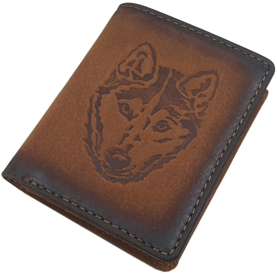 myledershop Herren Geldbörsen portafoglio piccolo verticale Husky cognac RFID