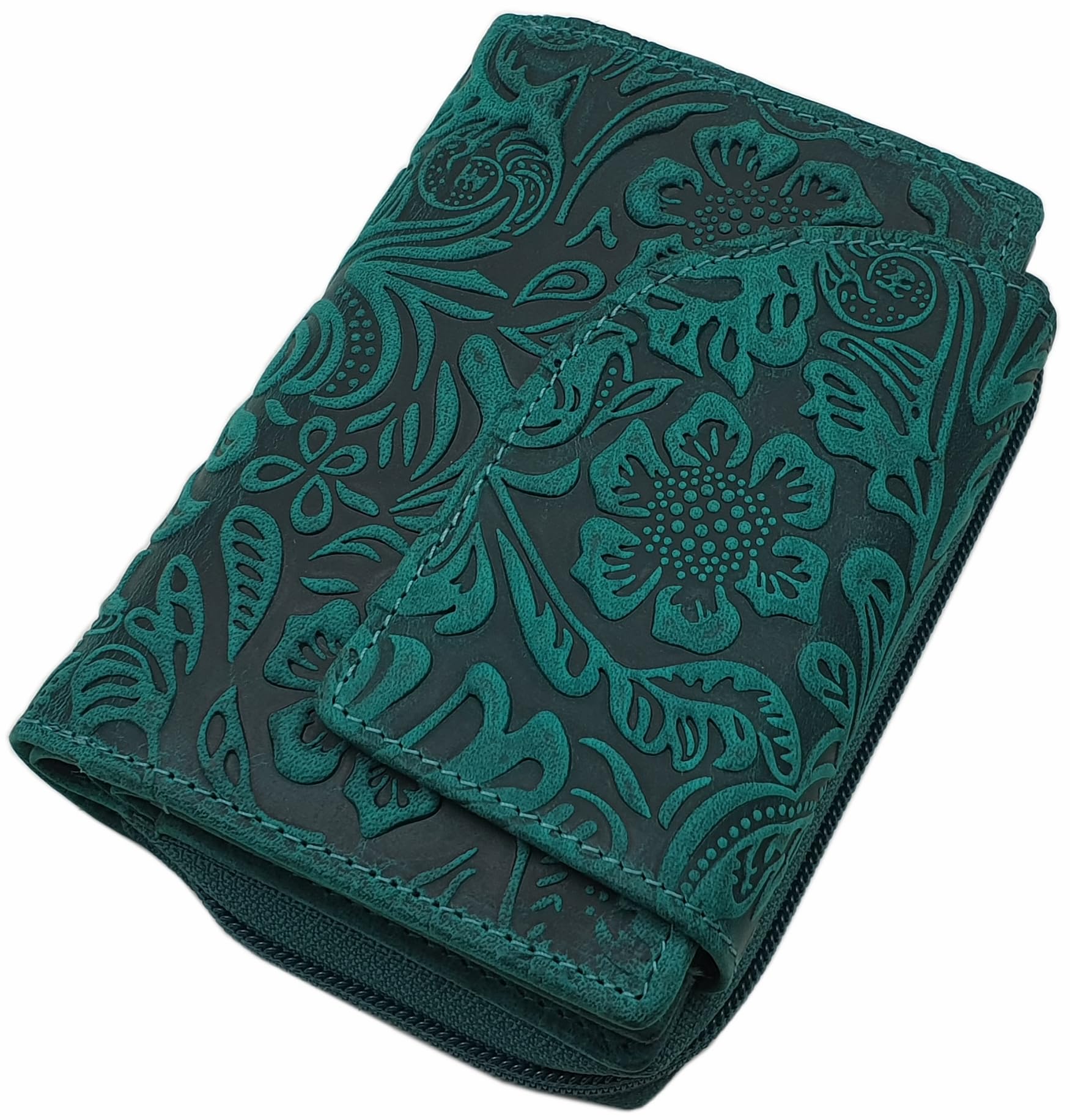 myledershop Damen Geldbörsen portafoglio donna pelle bufalo marrone RFID