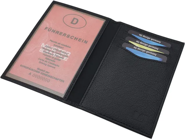 myledershop Karten- und Ausweisetuis porta carte nero pelle di bufalo