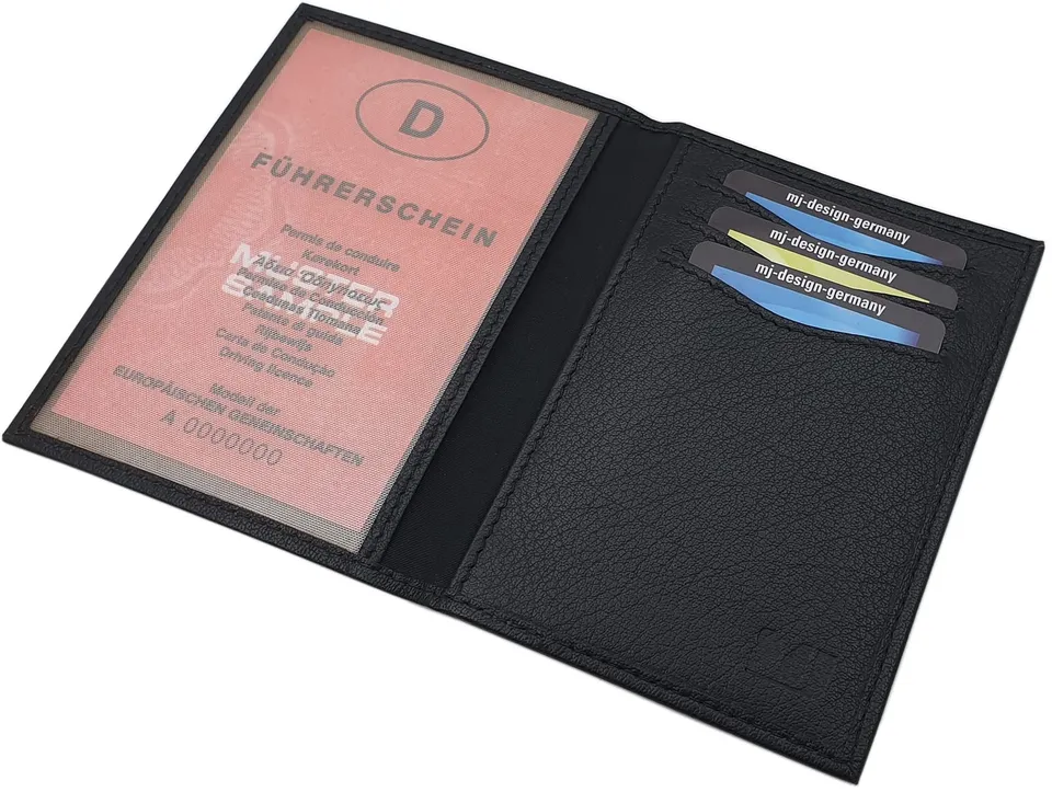 myledershop Karten- und Ausweisetuis porta carte nero pelle di bufalo