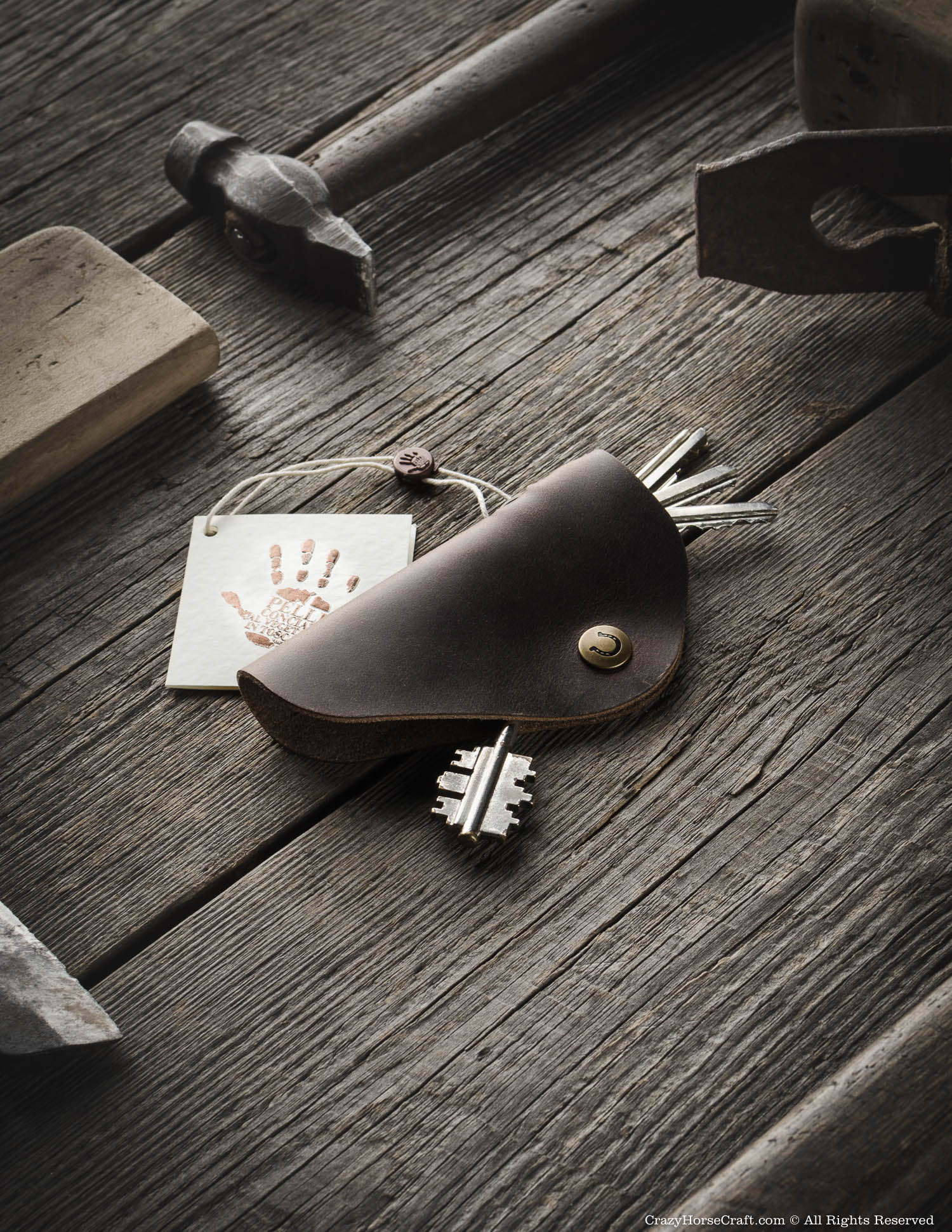 Crazy Horse Craft Key Holders portachiavi in pelle Wood Brown