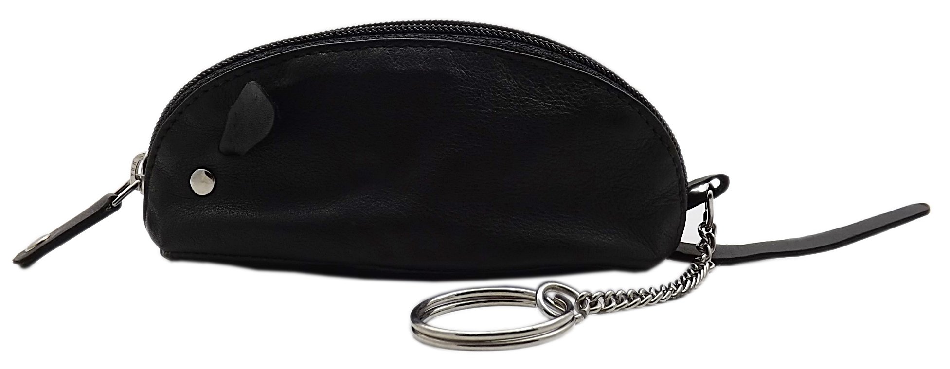 myledershop Schlüsseltaschen portachiavi in pelle nero con cerniera