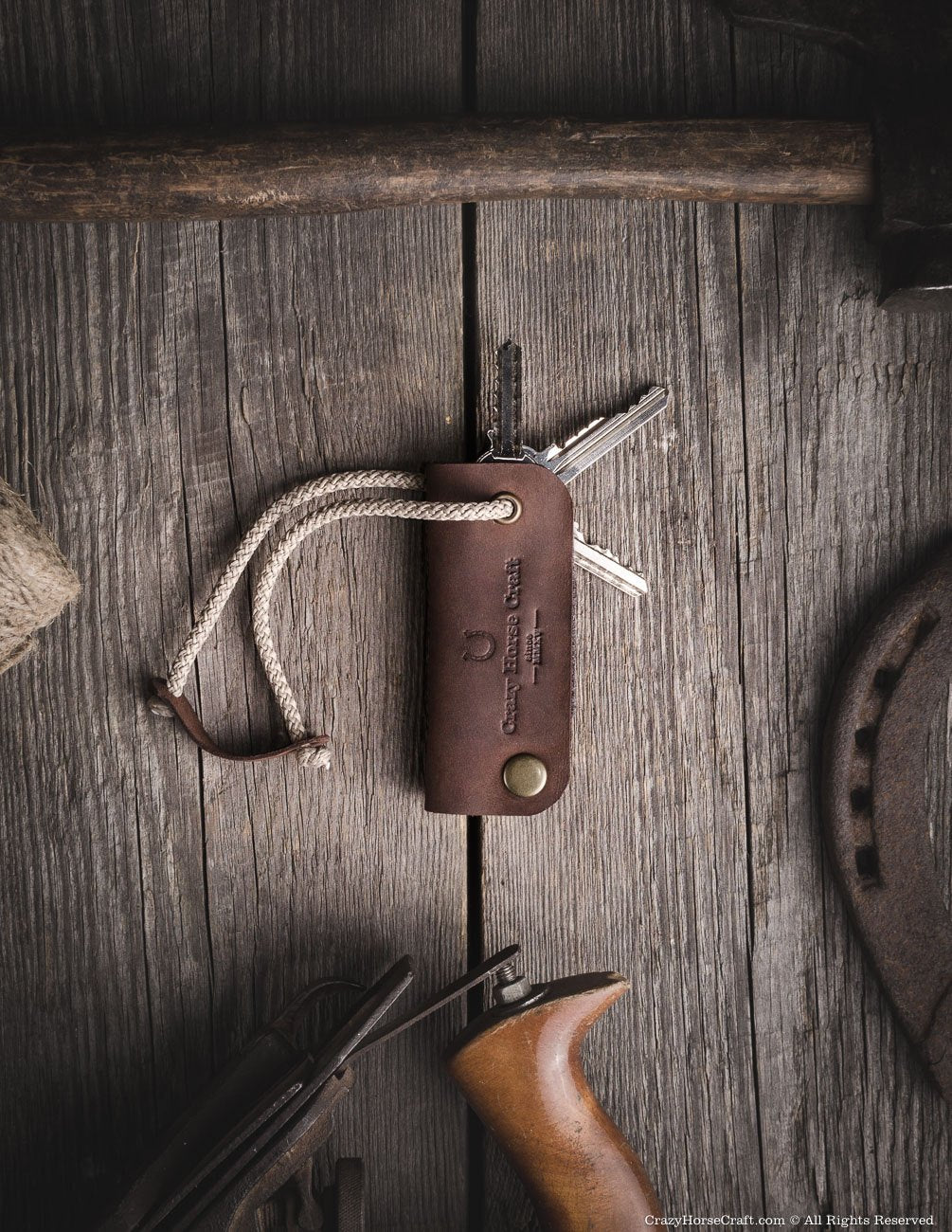 Crazy Horse Craft Key Holders portachiavi Wood Brown in pelle