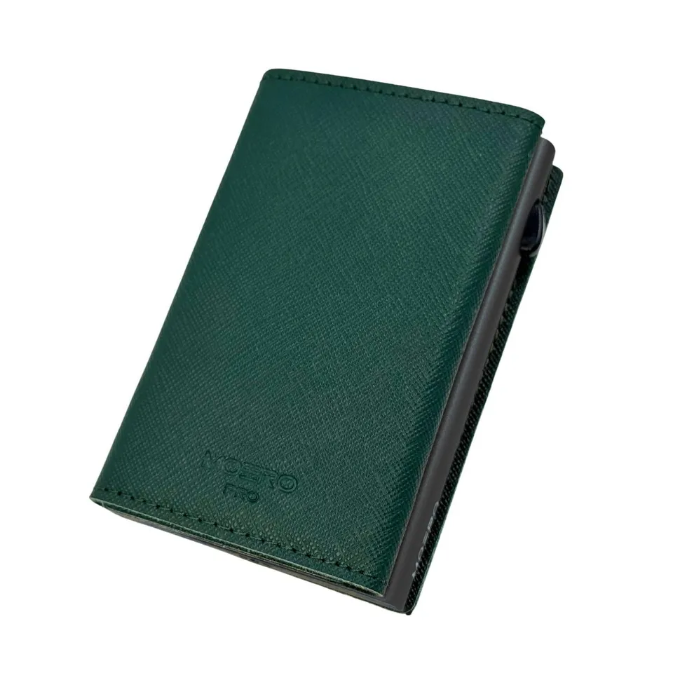 Moero Linea PRO PRO Zip Saffiano portafoglio Verde Foresta con portamonete