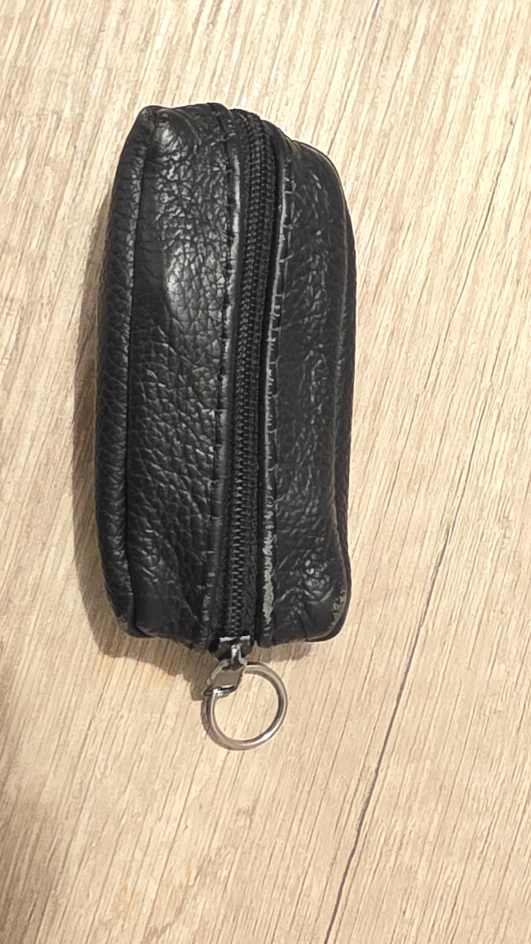 myledershop Schlüsseltaschen portachiavi in pelle nero con cerniera