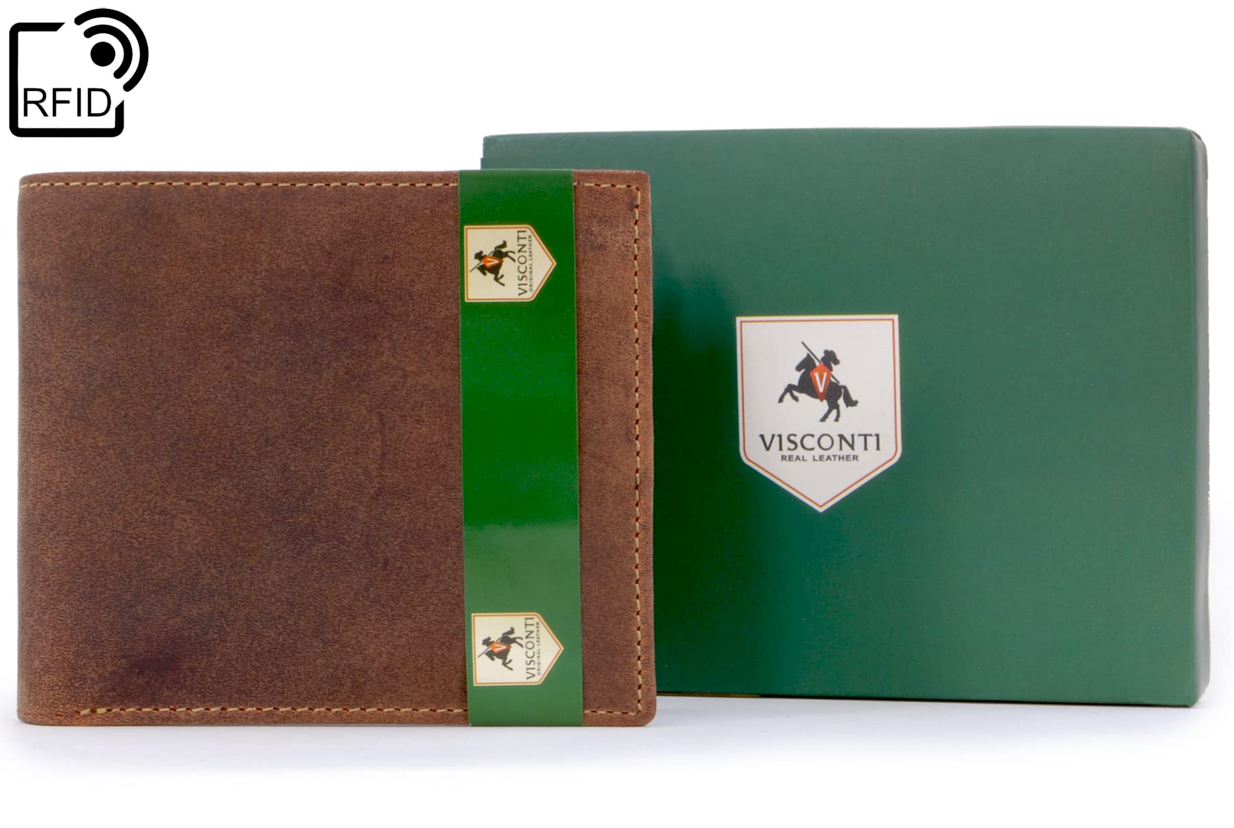 Visconti Slim 707 Shield portafoglio uomo marrone chiaro RFID in pelle