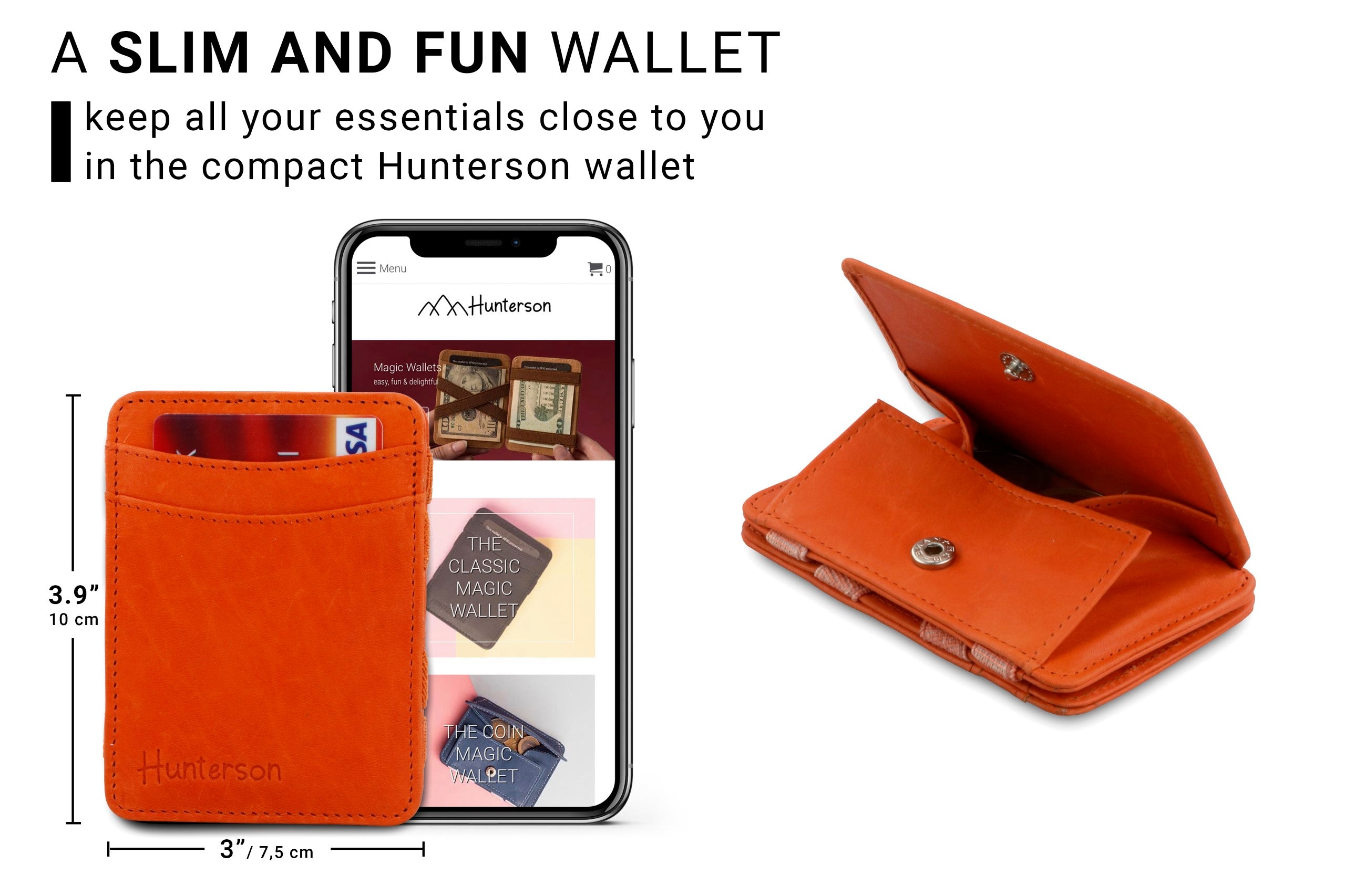 Hunterson The Leather Collection The OG Coin portafoglio portamonete Purple Orange