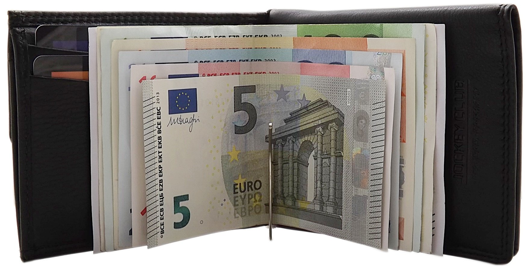 myledershop Brieftaschen Vacchetta nappa dollarclip portafoglio nero con fermasoldi