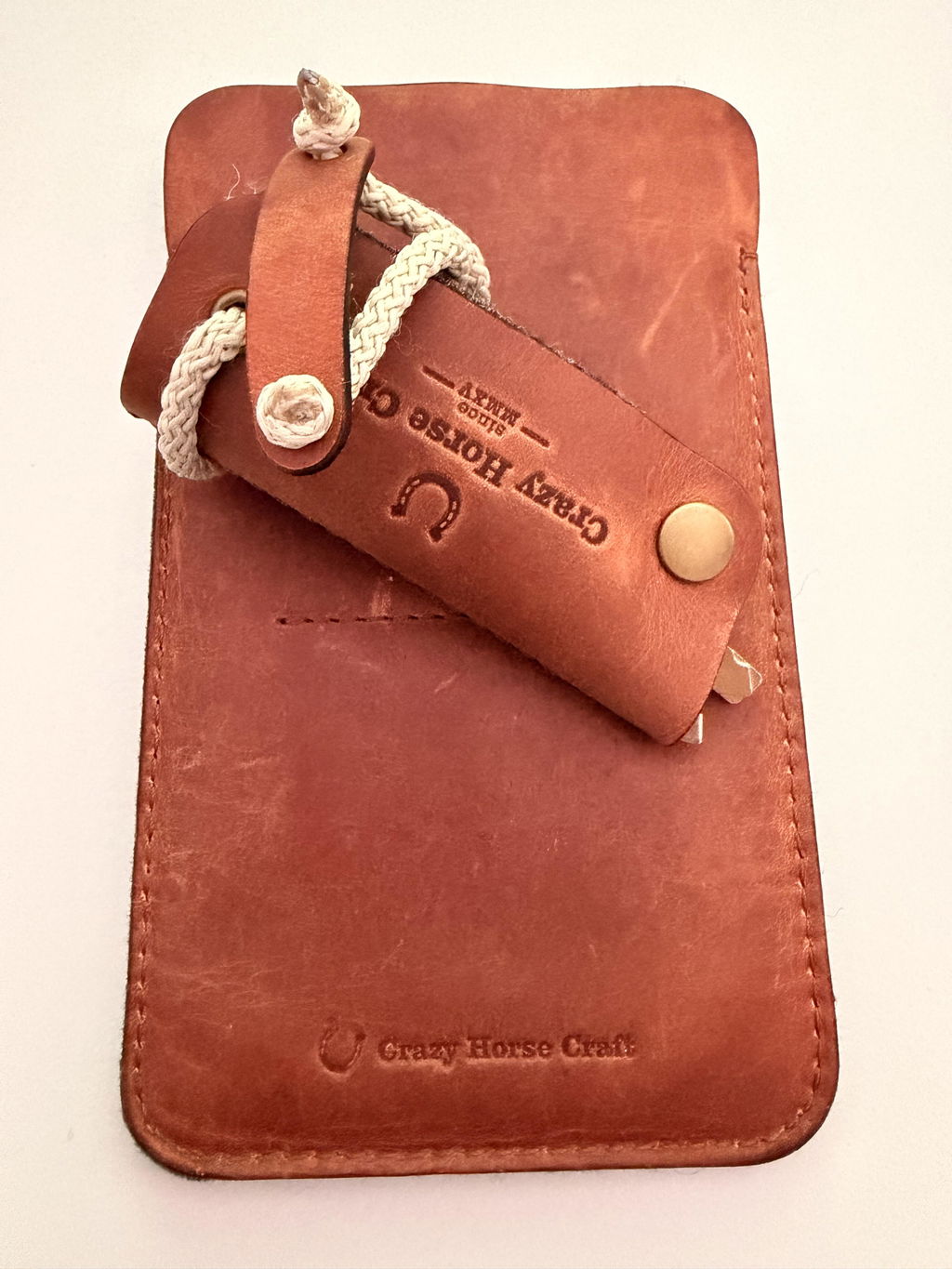 Crazy Horse Craft Key Holders Veg-Tanned Leather Key Fob portachiavi Classic Brown