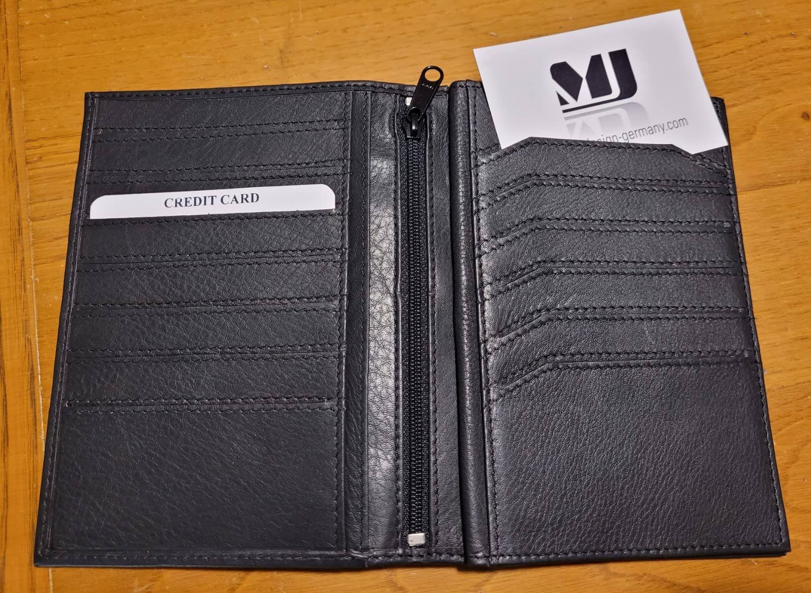 myledershop Herren Geldbörsen portafoglio grande nero in pelle di vitello