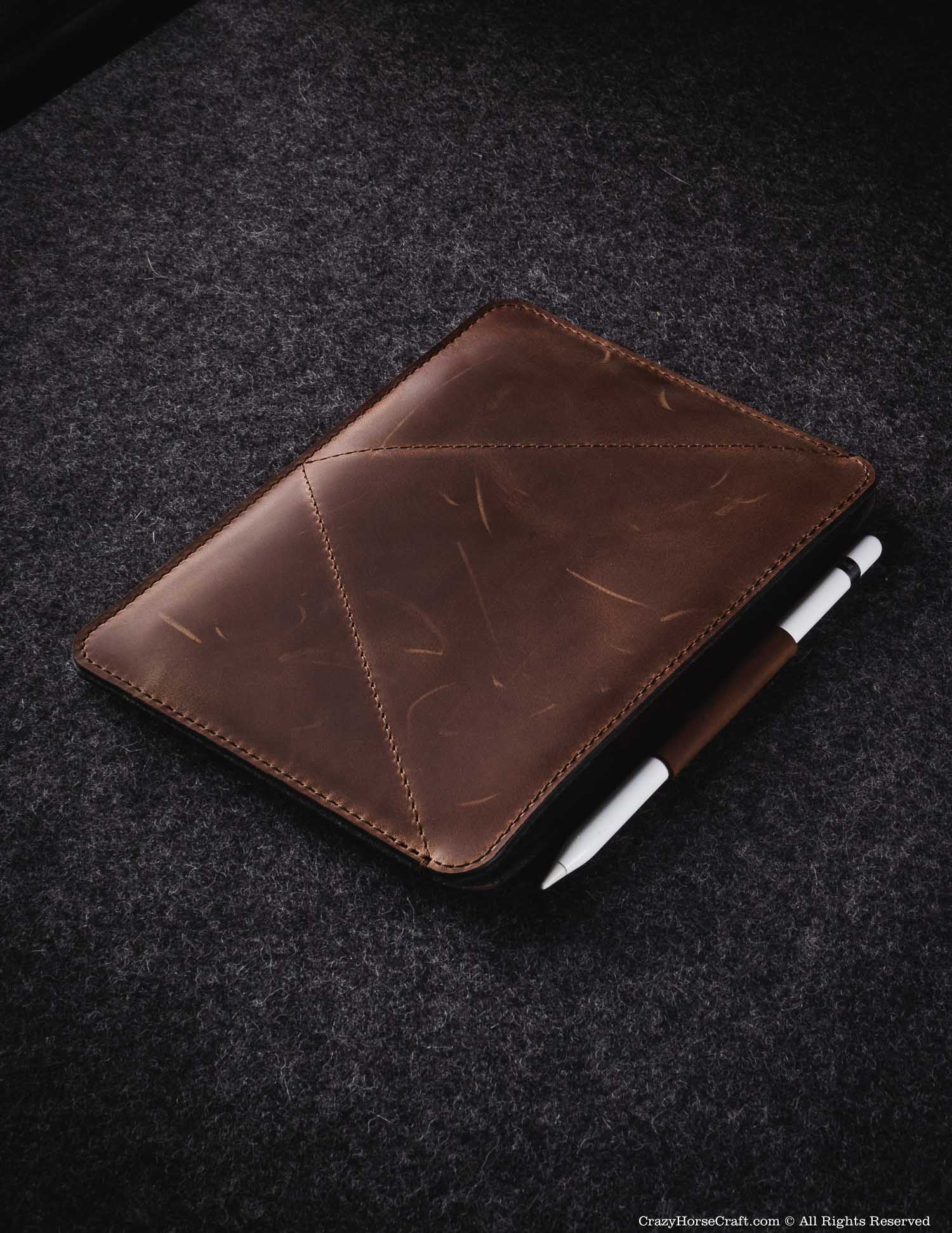 Crazy Horse Craft iPad and Kindle Cases Classic Leather & Felt iPad Mini Case custodia marrone