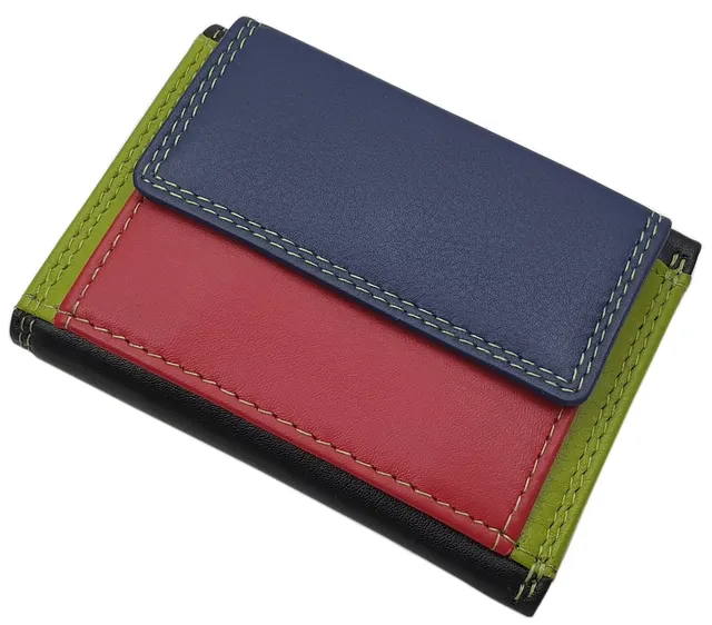 myledershop Damen Geldbörsen portafoglio donna piccolo RFID multicolore