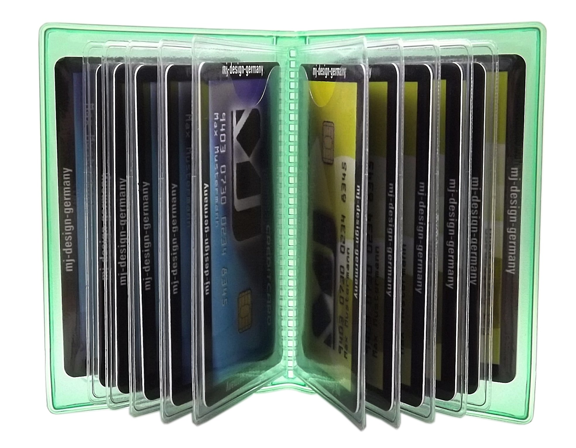 myledershop Kredit- und Visitenkartenetuis porta carte di credito 12 scomparti verde