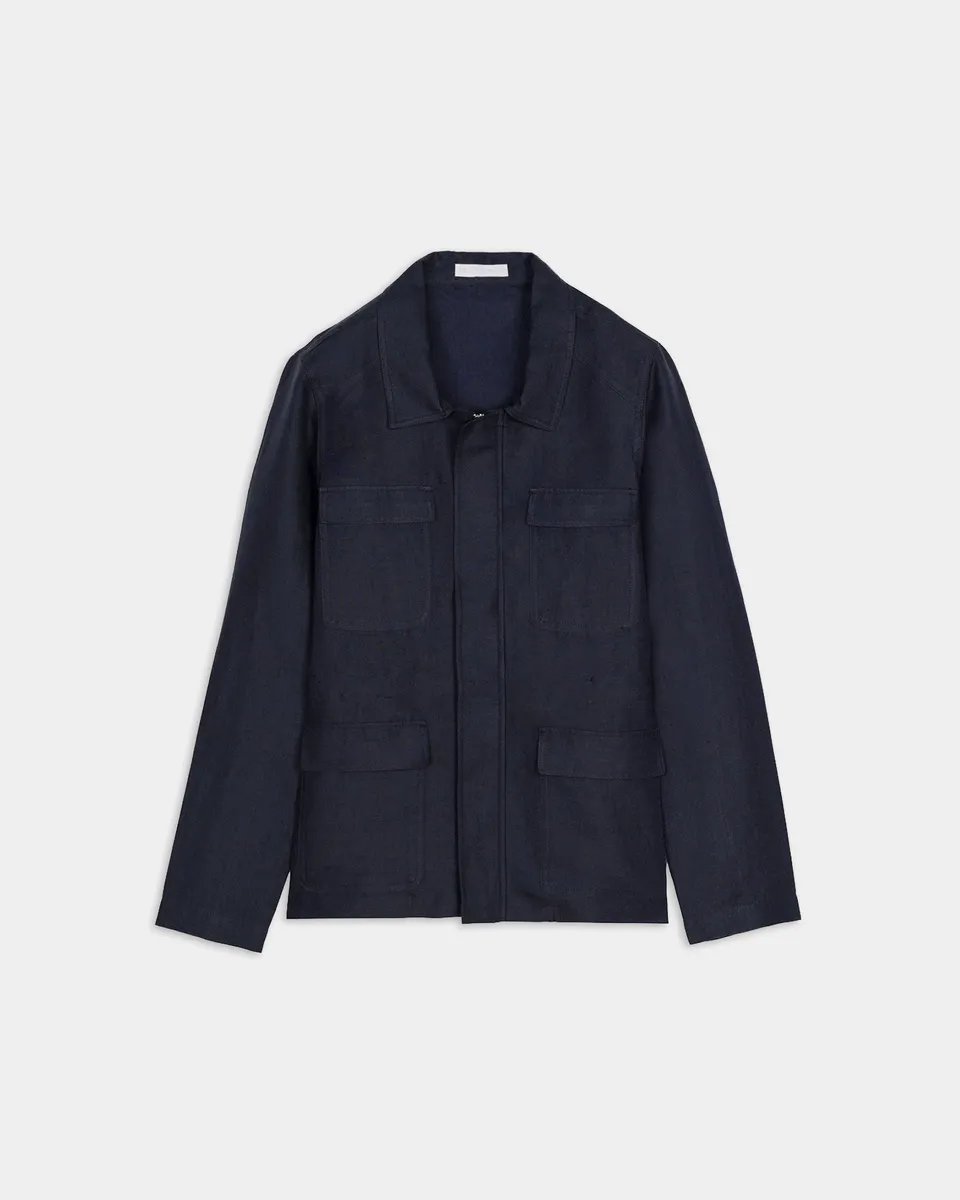Miguel Bellido Americanas, Sobrecamisas y Chaquetas Chaqueta 4 bolsillos 100% lino S azul