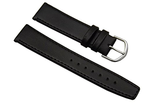 myledershop Uhrenarmbänder 20mm Pelle di vitello cinturino per orologio nero