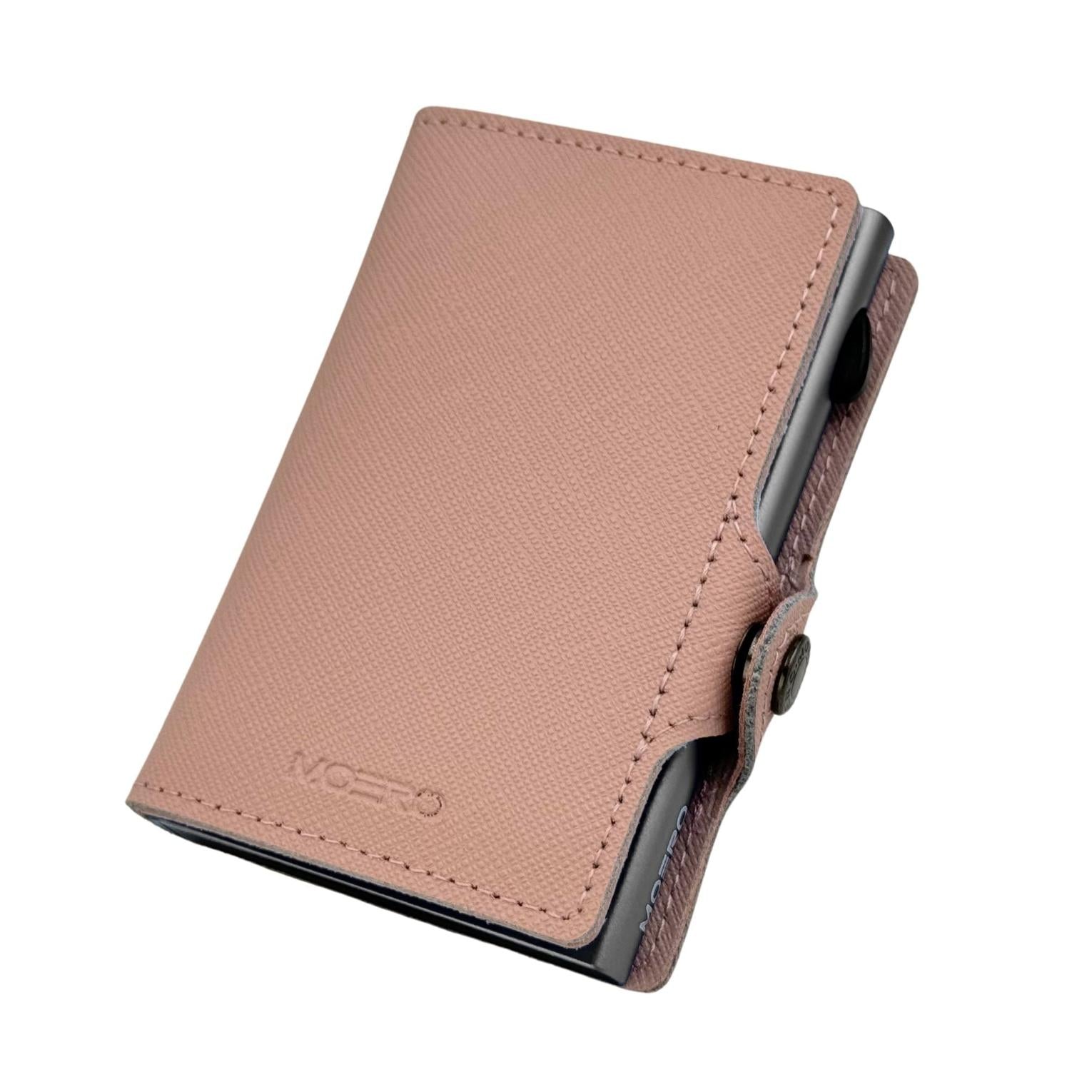 Moero Linea Classic Classic Zip Saffiano portafoglio Rosa RFID antigraffio