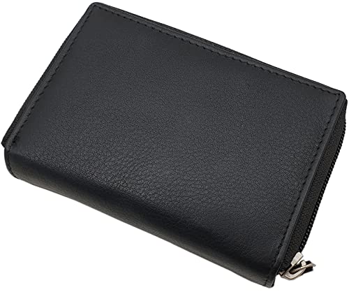 myledershop Damen Geldbörsen portafoglio donna nero RFID 13 cm
