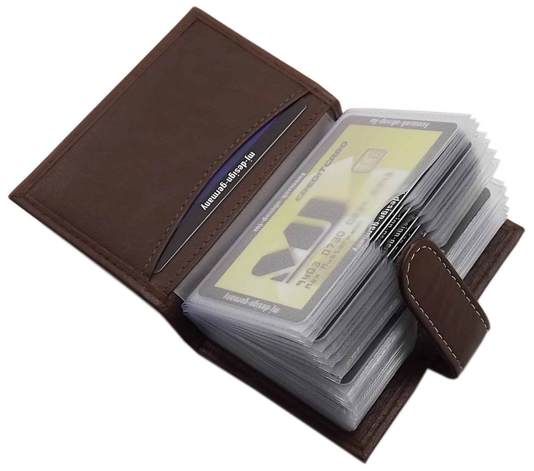 myledershop Kredit- und Visitenkartenetuis porta carte Marrone 22 scomparti pelle bufalo