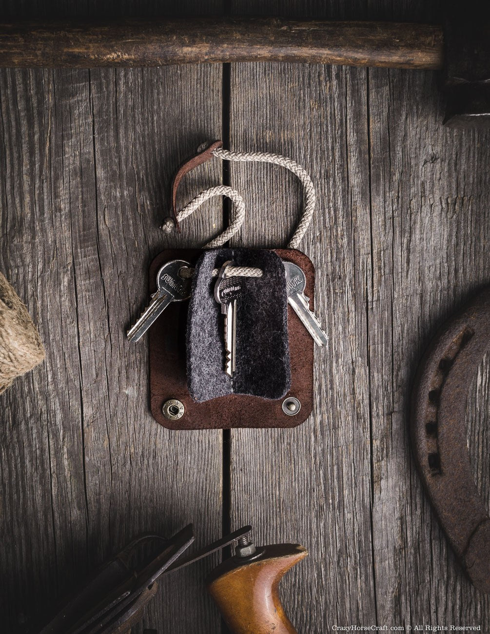 Crazy Horse Craft Key Holders portachiavi Wood Brown in pelle