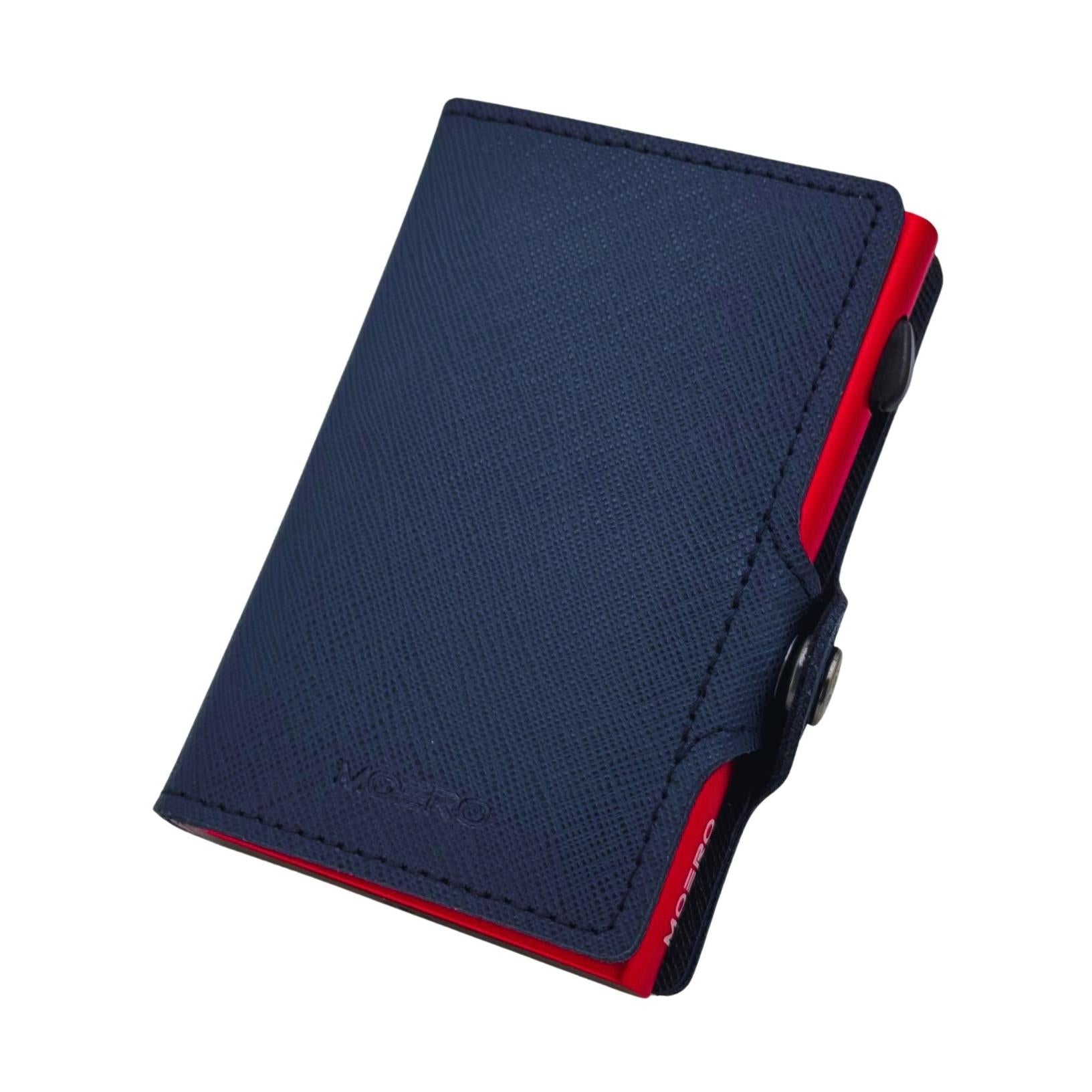 Moero Linea Classic Classic Zip Saffiano portafoglio blu navy RFID