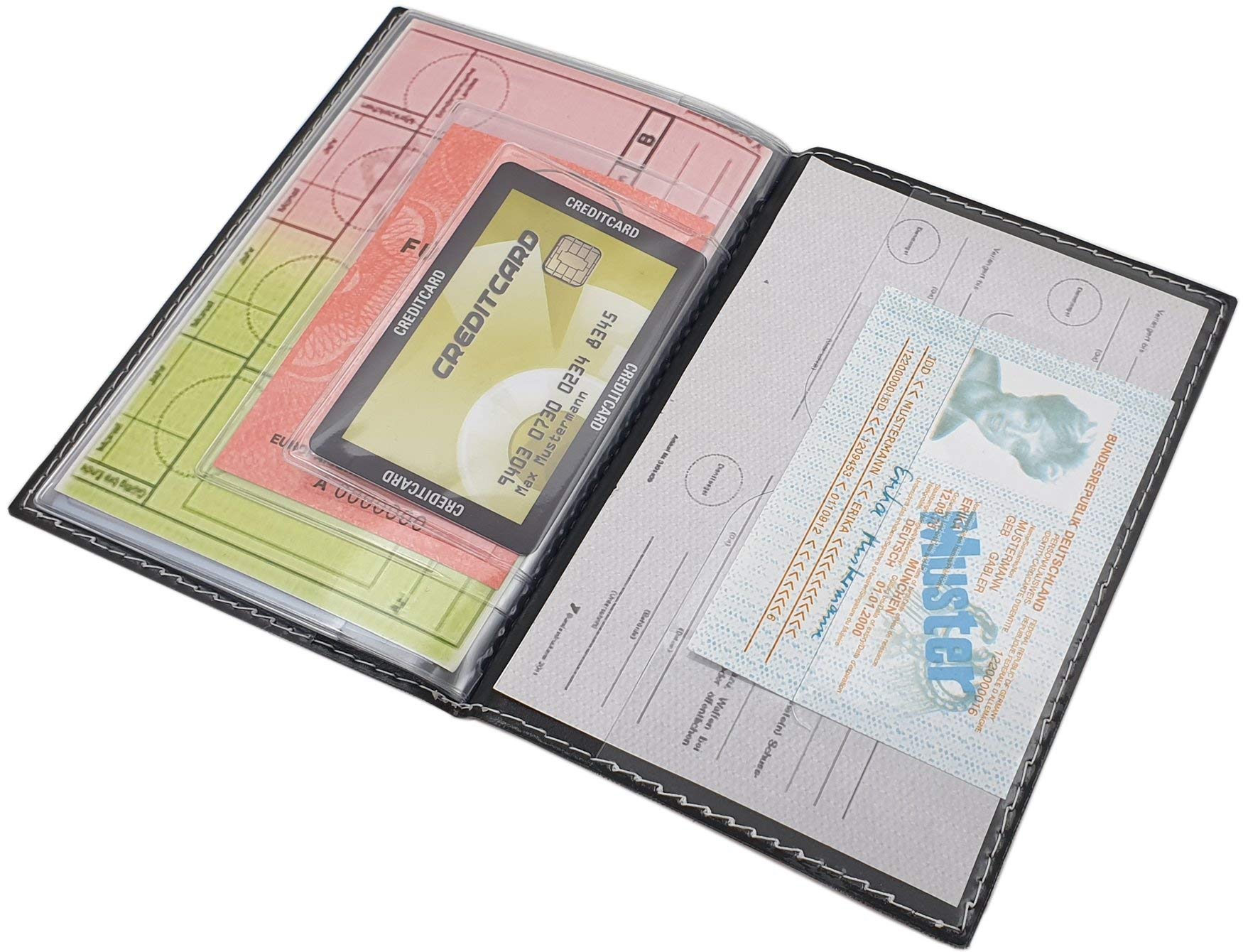 myledershop Karten- und Ausweisetuis portadocumenti Design 1 rosso 12 scomparti
