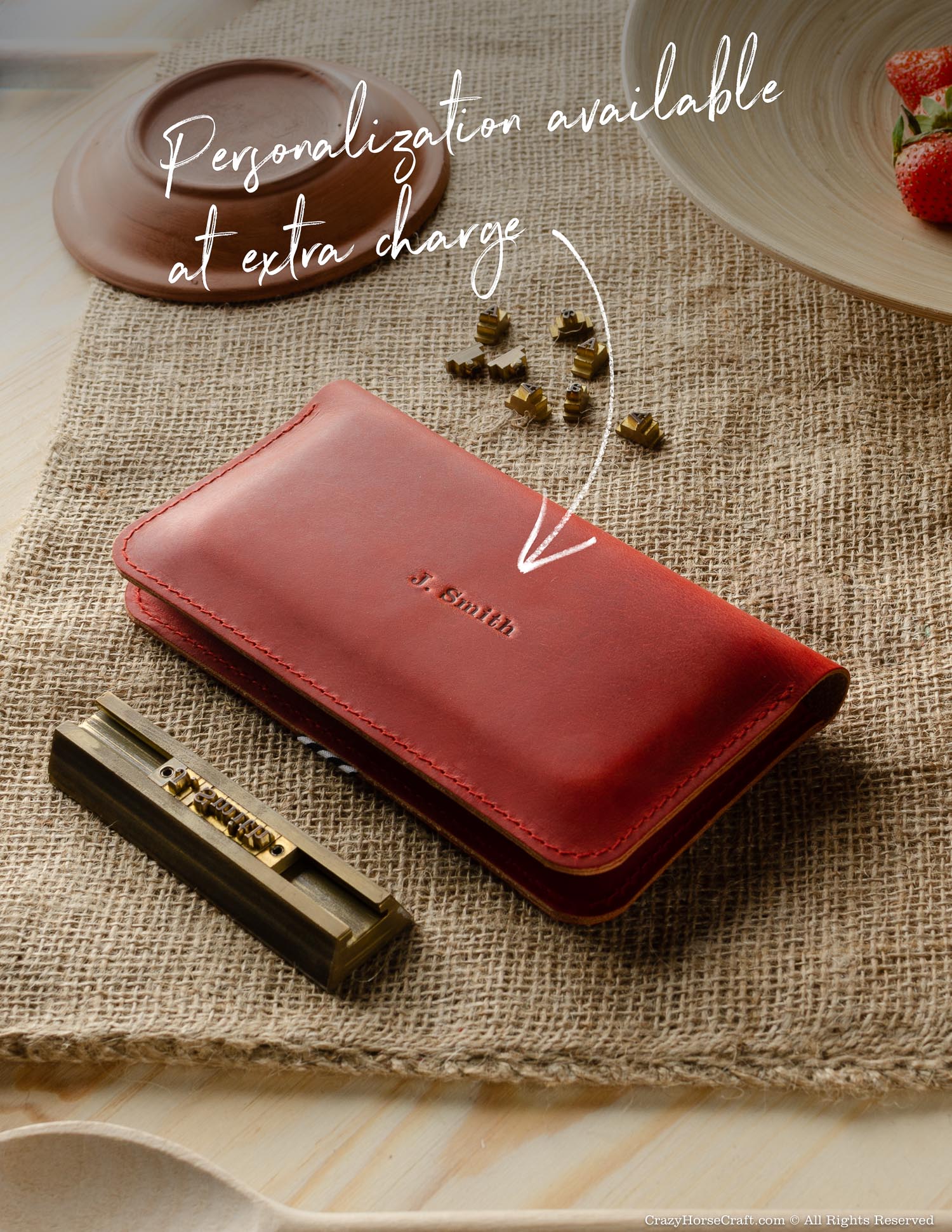 Crazy Horse Craft Phone Cases Leather wallet / case for two phones portafoglio Fragola Red