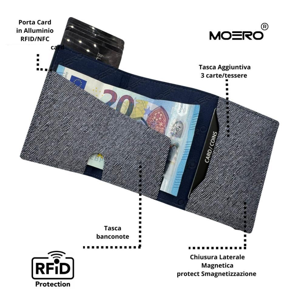 Moero Linea PRO PRO Zip Jeans portafoglio blu RFID