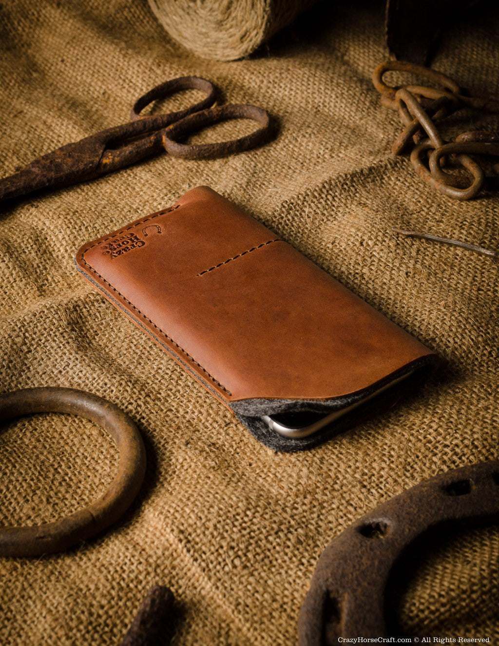 Crazy Horse Craft Phone Cases Leather Phone Case Wallet custodia iPhone 15 marrone