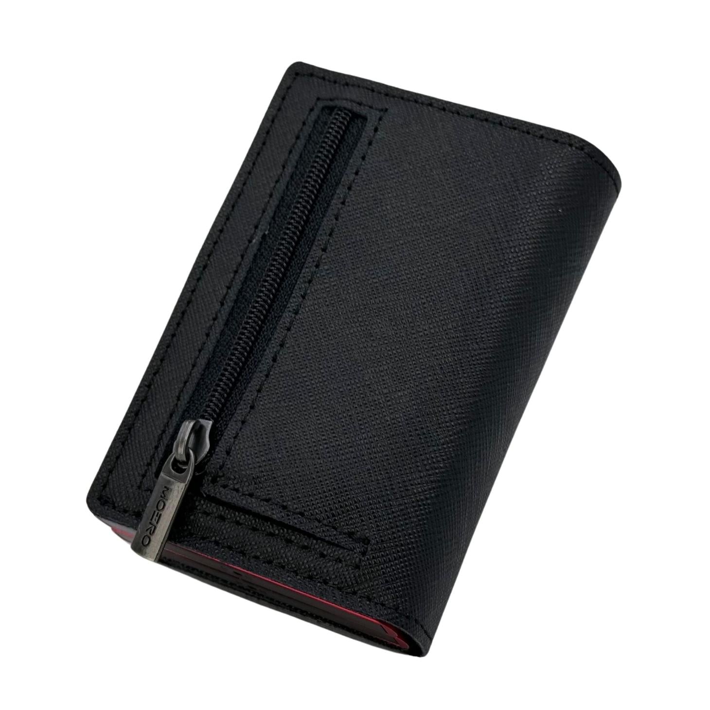 Moero Linea PRO Dual Zip Saffiano portafoglio nero antigraffio