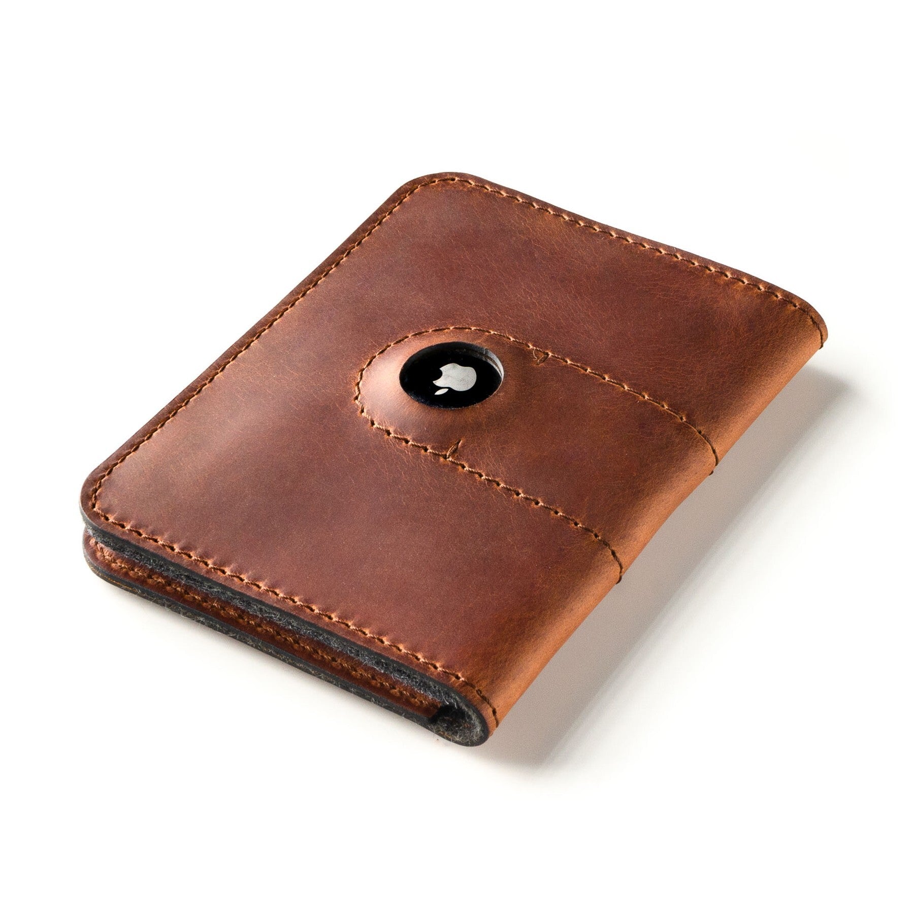 Crazy Horse Craft Wallets & Card Holders Veg-Tanned Leather AirTag Passport Wallet Classic Brown
