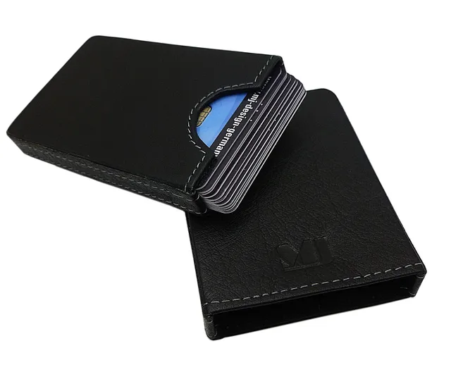 myledershop Kredit- und Visitenkartenetuis portacarte in pelle di bufalo nero