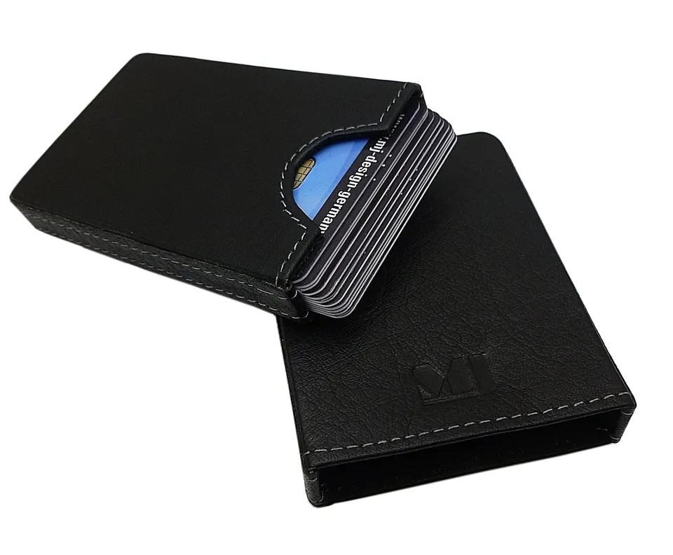 myledershop Kredit- und Visitenkartenetuis portacarte in pelle di bufalo nero