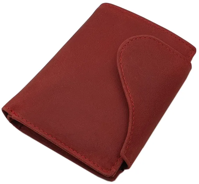 myledershop Damen Geldbörsen portafoglio verticale in pelle bovina rosso ciliegia RFID