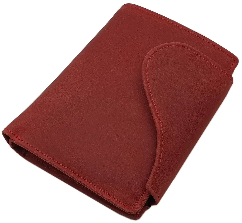 myledershop Damen Geldbörsen portafoglio verticale in pelle bovina rosso ciliegia RFID