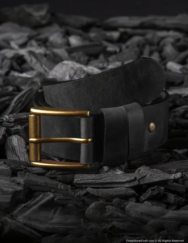 Crazy Horse Craft Belts cintura in pelle nera carbon black