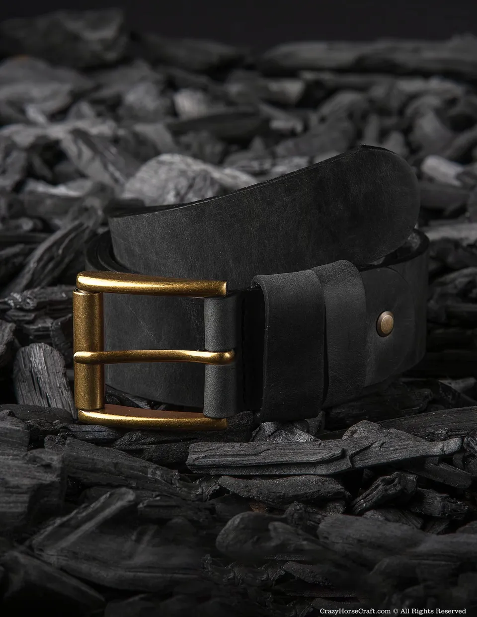Crazy Horse Craft Belts cintura in pelle nera carbon black