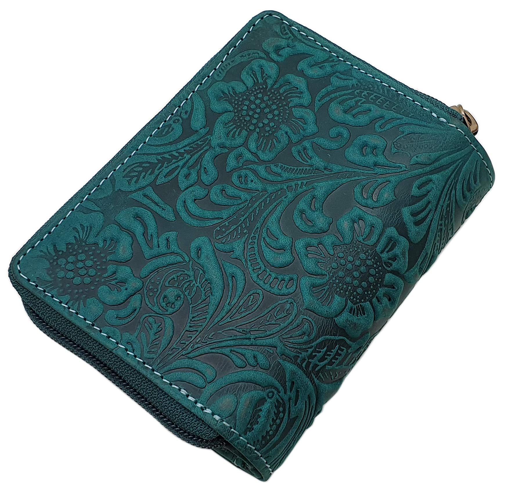 myledershop Damen Geldbörsen portafoglio donna vacchetta verde scuro RFID NFC