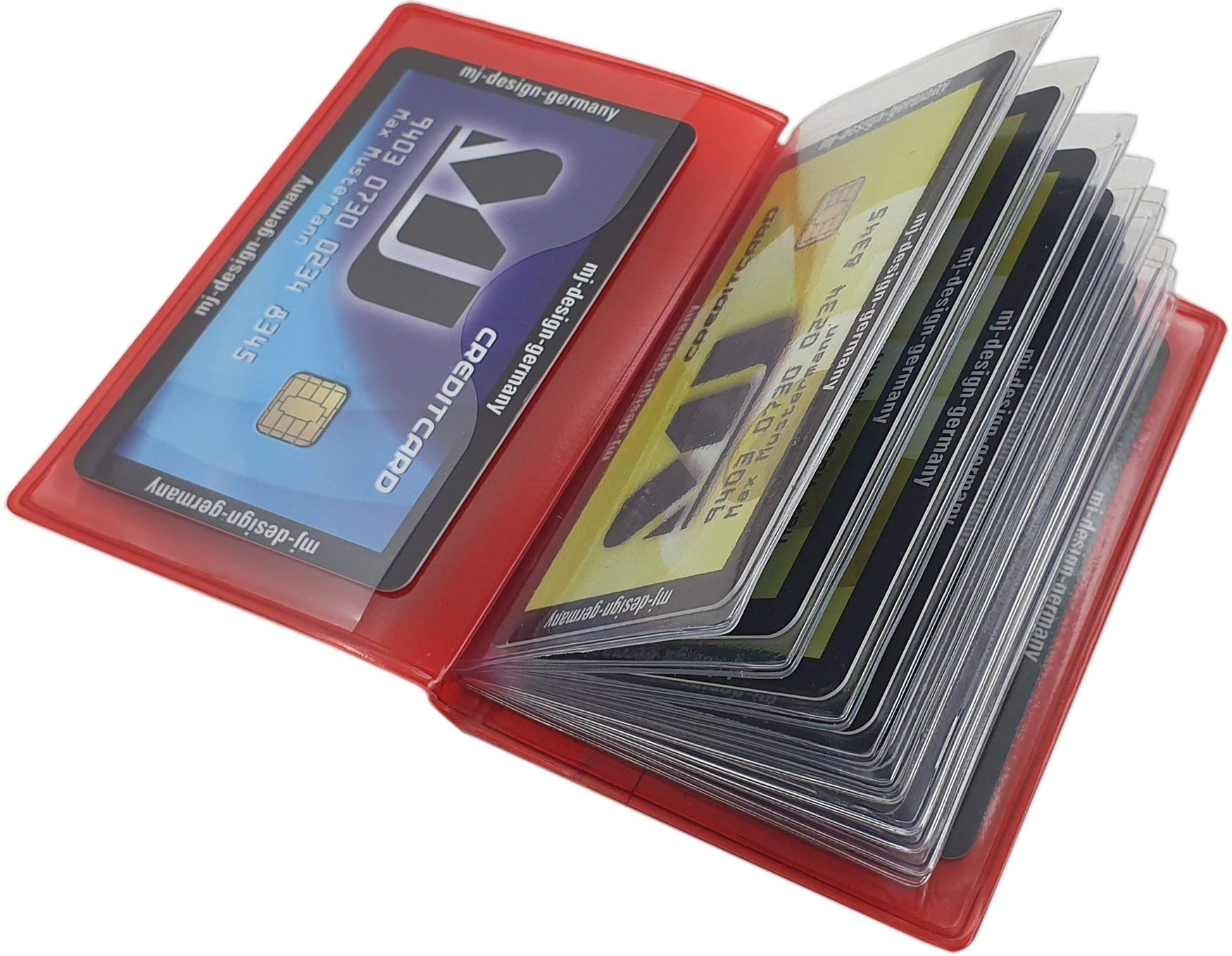 myledershop Kredit- und Visitenkartenetuis porta carte rosso 12 scomparti